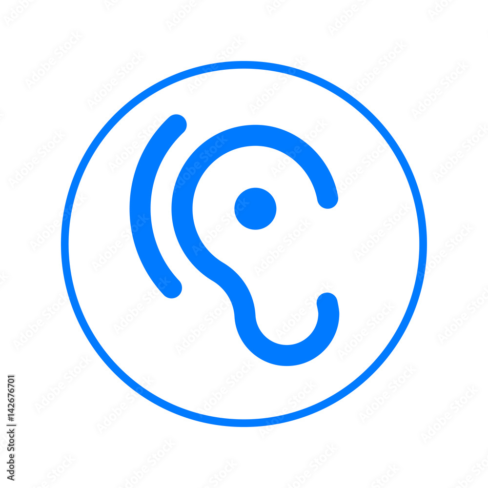 Ear, hearing circular line icon. Round colorful sign. Flat style vector symbol Ear, hearing circular line icon. Round colorful sign. Flat style vector symbol
