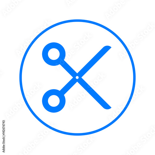 Cut, scissors, barbershop circular line icon. Round colorful sign. Flat style vector symbol