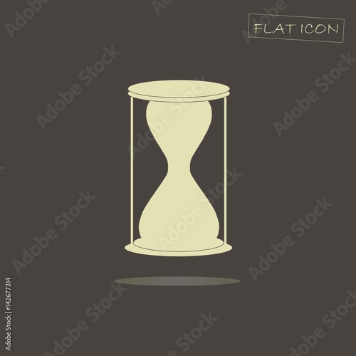 Light hourglass on black, flat icon vector illustration