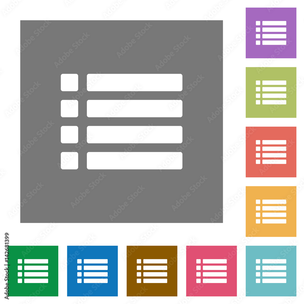 Unordered list square flat icons Unordered list square flat icons