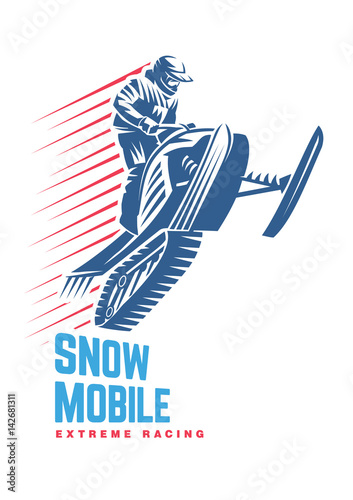 Extreme winter sport. Snowmobile. Sport emblem