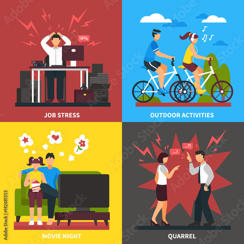 Stress And Relaxation Flat Design Concept