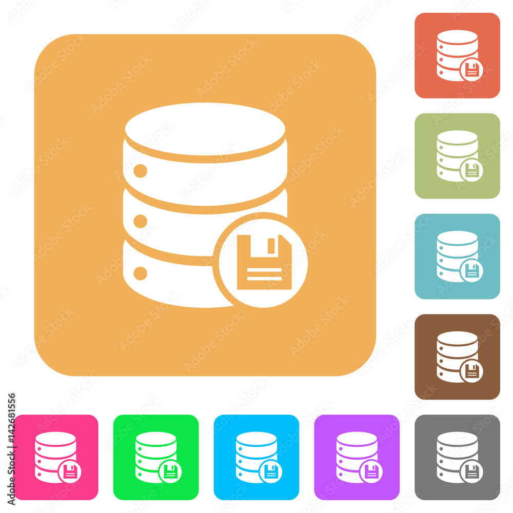 Database save rounded square flat icons