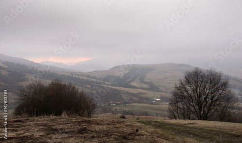 Early spring mountain landscape