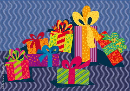Christmas gift packs full of gifts.