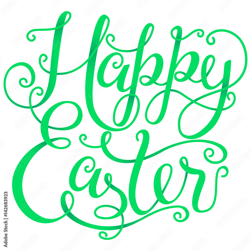 Happy Easter lettering for greeting card. Vector green text Happy Easter lettering for greeting card. Vector green text