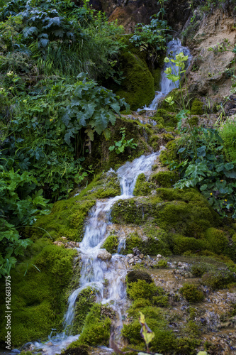 Waterfall on mountain river in Carpathian Mountains   Romania