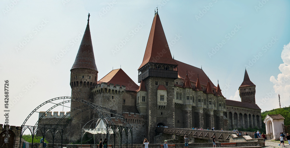 Corvins Castle, XV century , located in Romania, on the Center of Hunedoara City, summer 2016