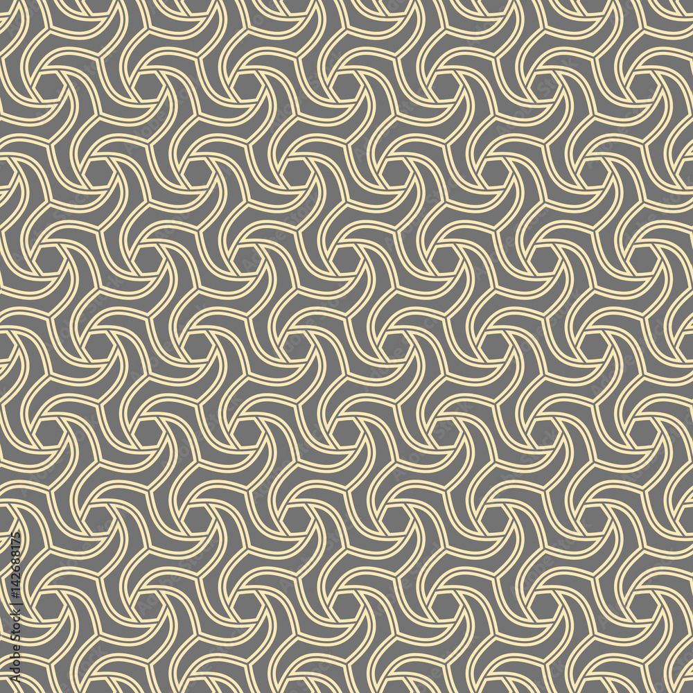 Seamless golden background for your designs. Modern vector ornament. Geometric abstract pattern