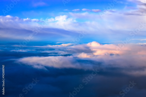 Silky cloudscape from airplane Point of view