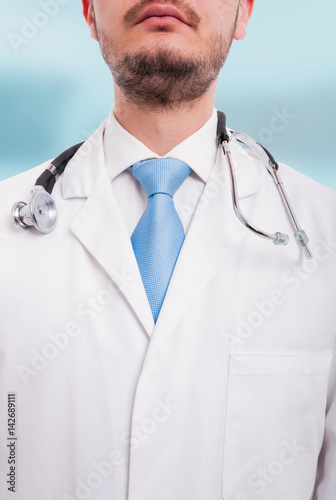 Portrait of unknown male doctor in close-up view