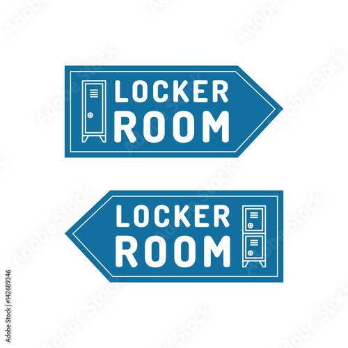 Vector signs of direction in the locker room. Navigation, arrows, indicating the location of the locker rooms, flat vector. Signs informing visitors about the location of the room to change clothes.