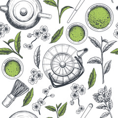 Fotobehang Thee patronen Japanse matcha theeceremonie patroon  © Rina Oshi