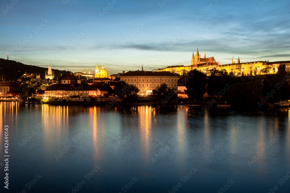 Prague cityscape at sunset