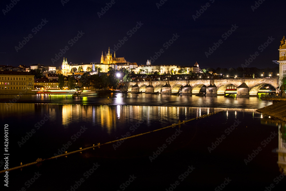Prague cityscape at night