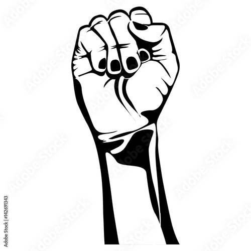 black silhouette arm with closed fist vector illustration