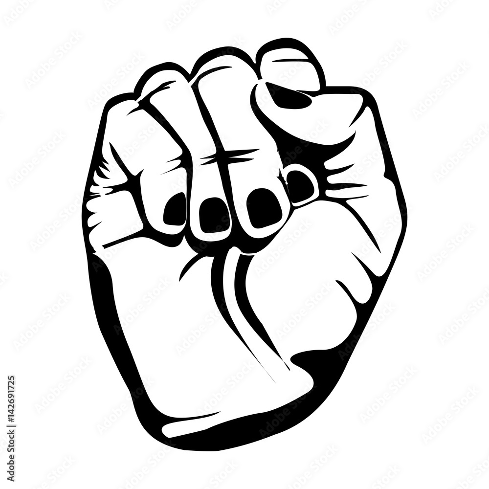 black silhouette hand with closed fist vector illustration Stock Vector