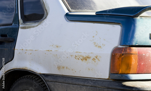 Replaced car wing body repair