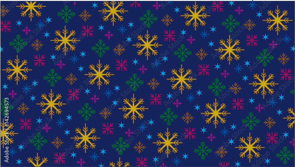 blue background are presented many of snow crystals of different shape, size and color blue background are presented many of snow crystals of different shape, size and color