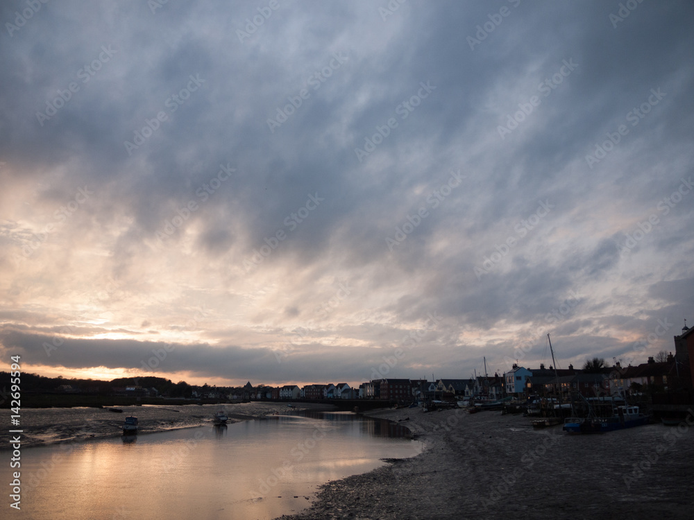Sunset Over a Beautiful River with the Tide Low Sunset Over a Beautiful River with the Tide Low