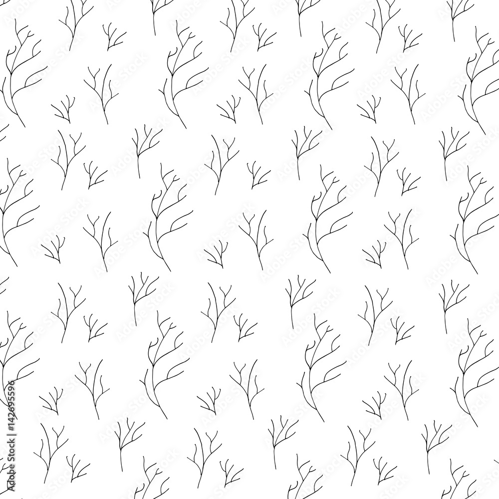 Hand drawn branches pattern. Hand drawn branches pattern.