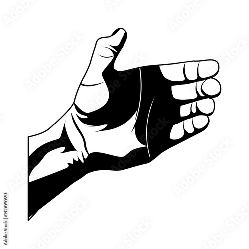 sketch silhouette right hand holding something vector illustration