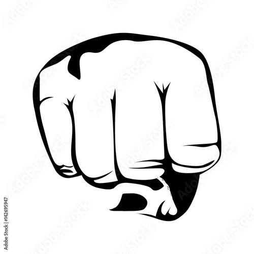 sketch silhouette right hand front fist vector illustration