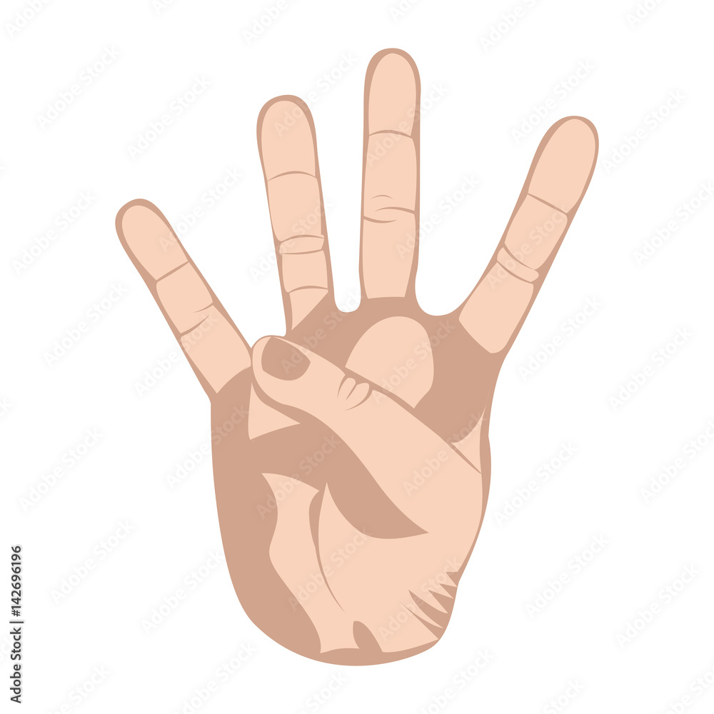 sketch silhouette skin color of hand with four fingers symbol vector illustration sketch silhouette skin color of hand with four fingers symbol vector illustration