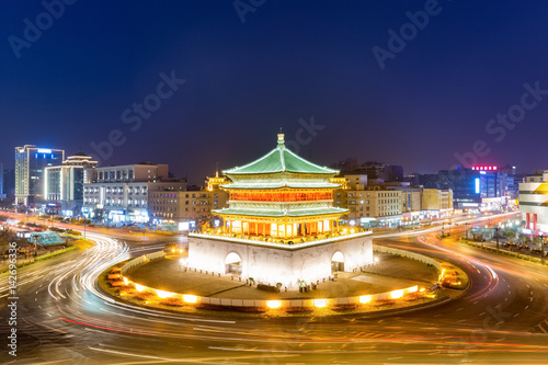 Photography xi'an bell tower at night