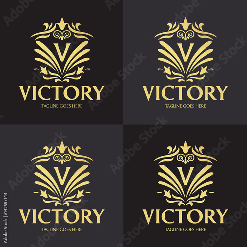 Victory logo design template. Luxury logo design concept. Vector illustration