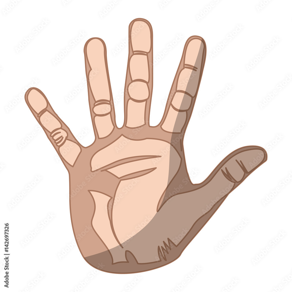 sketch silhouette skin color of hand with open palm in relief vector illustration sketch silhouette skin color of hand with open palm in relief vector illustration