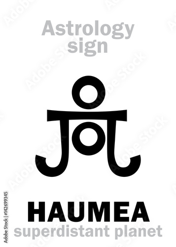 Astrology Alphabet: HAUMEA, superdistant dwarf planet. Hieroglyphics character sign (single symbol).