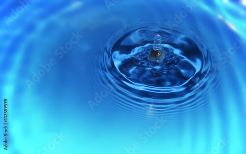 Blue drop of water with waves