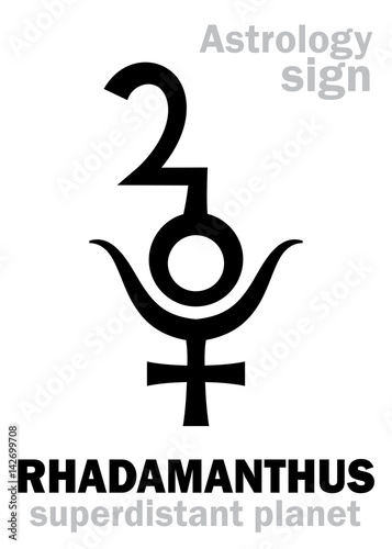 Astrology Alphabet: RHADAMANTHUS, superdistant planet-plutino (beside Pluto). Hieroglyphics character sign (single symbol). photo