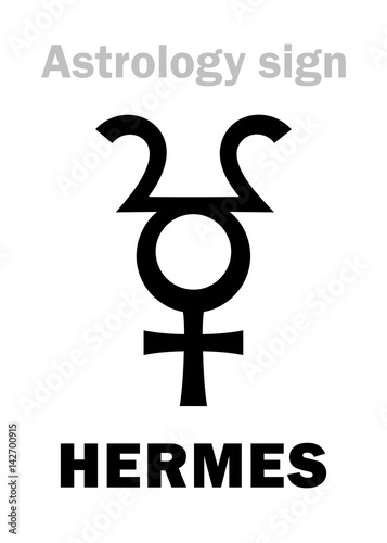 Astrology Alphabet: HERMES, hypothetic planet. Hieroglyphics character sign (single symbol). photo