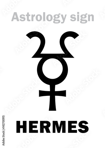 Astrology Alphabet: HERMES, hypothetic planet. Hieroglyphics character sign (single symbol).