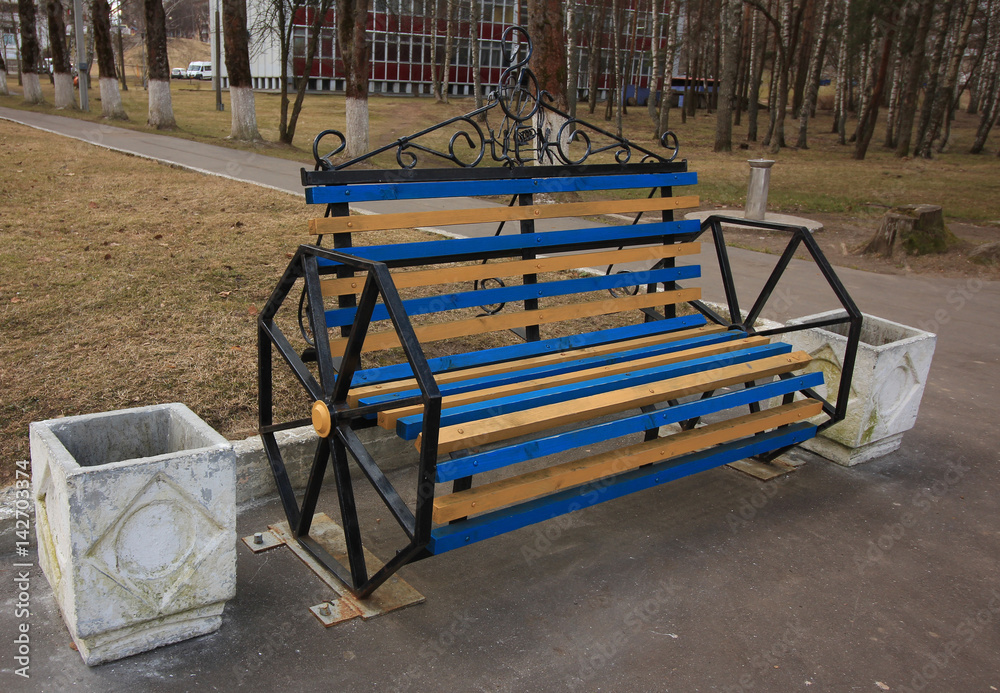 Stylish shop on wheels in the park,Belarus Stylish shop on wheels in the park,Belarus