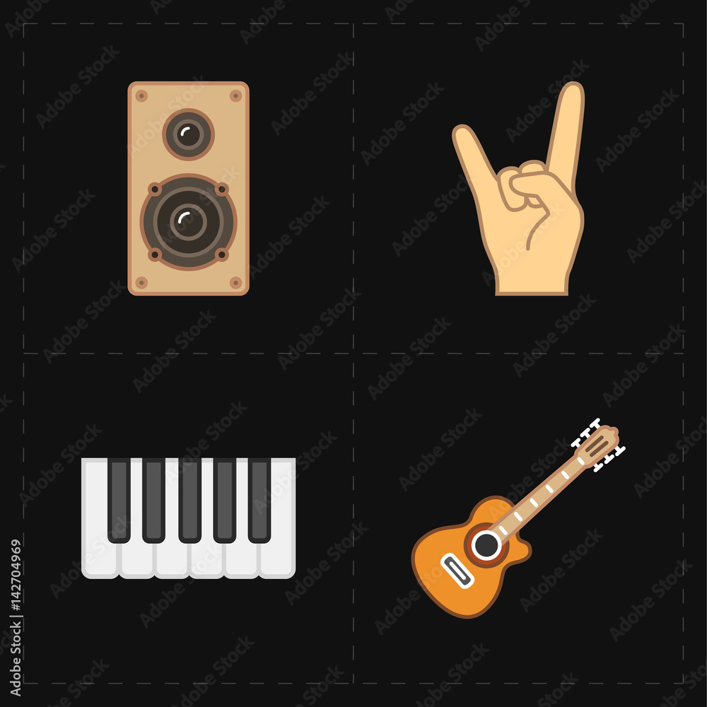 Fototapeta premium four universal flat music icons