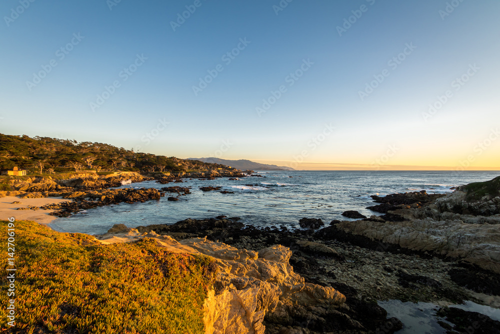 Beach view along famous 17 Mile Drive - Monterey, California, USA