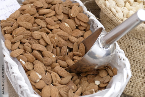 fresh almonds sold on the market