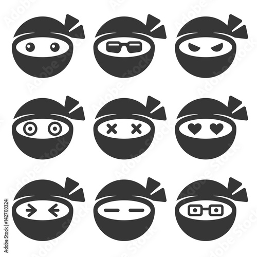 Ninja Face Icons Set