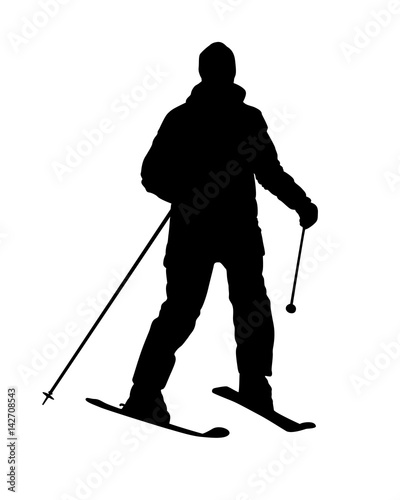 Silhouette of skiing man