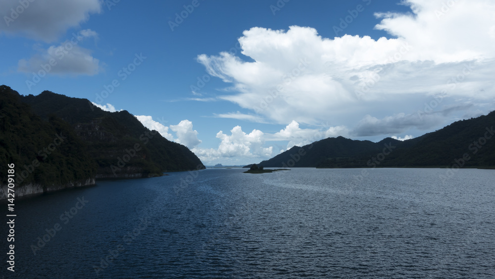 A morning sight of Khao Laem Dam in the north of National Park.