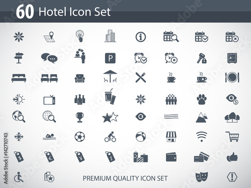 Hotel icon set - hotel amenities icons