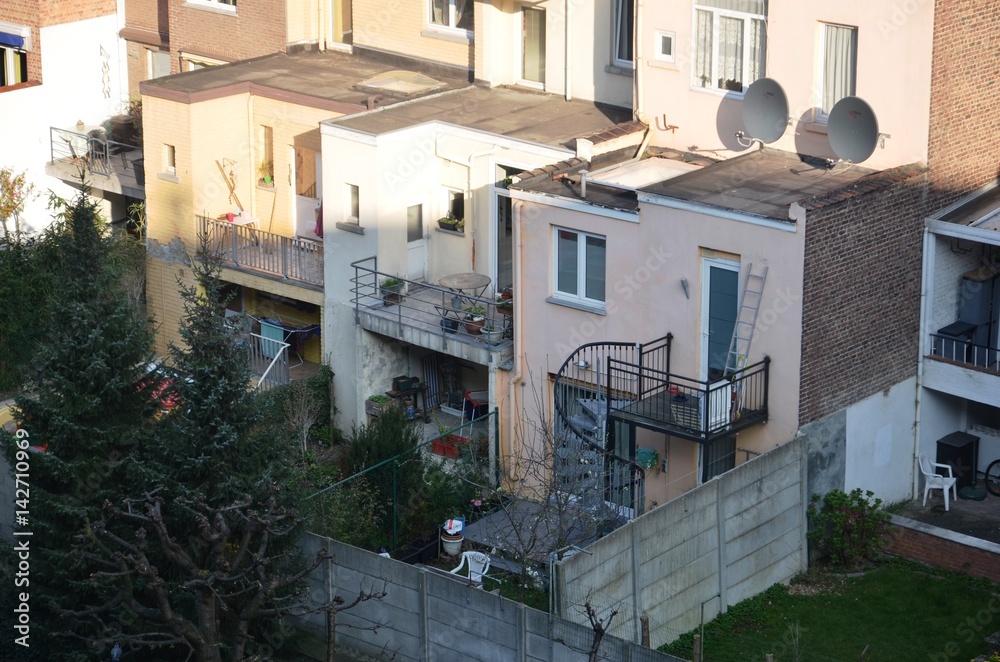 Fototapeta premium Lever de soleil sur les quartiers Machtens et Mettewie (Molenbeek-Saint-Jean / Bruxelles)