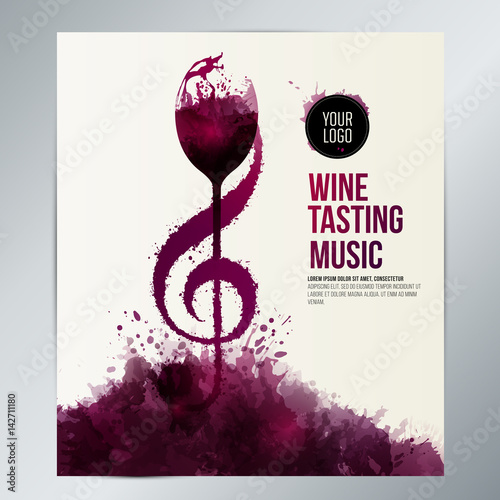 Idea concept wine and music. Colors and wine stains. 