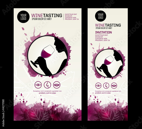 Template for poster, flyer or invitation wine tasting. Wine tasting icons.