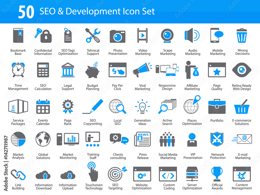 Set of SEO and Development icons Set of SEO and Development icons