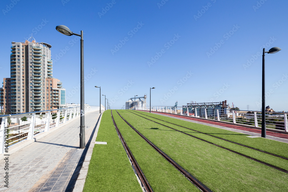 Empty tram tracks