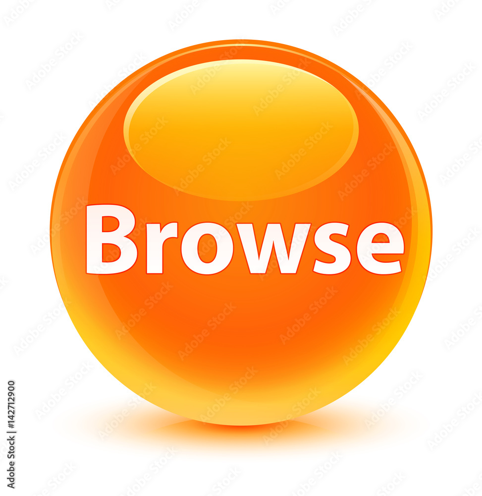 Browse glassy orange round button Browse glassy orange round button